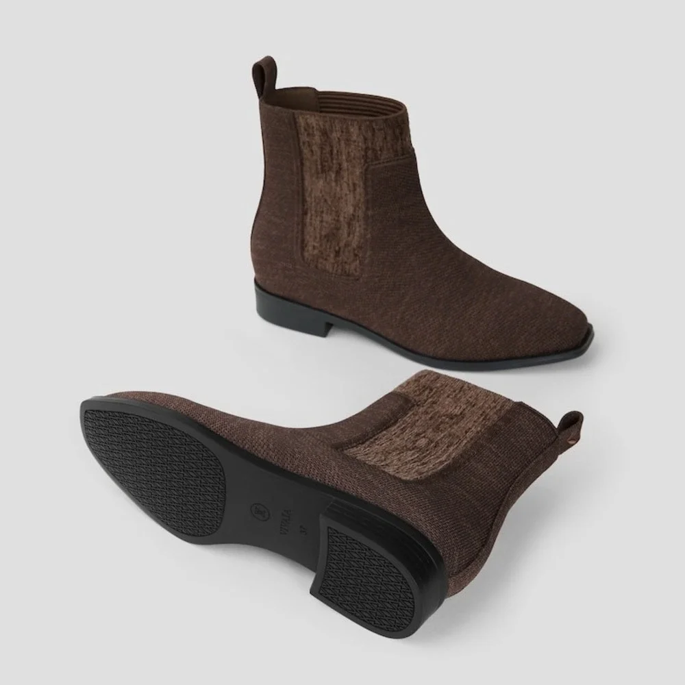 VIVAIA‎ Water-Repellent Square Toe Boots Dark Chocolate size EU/40 US/9